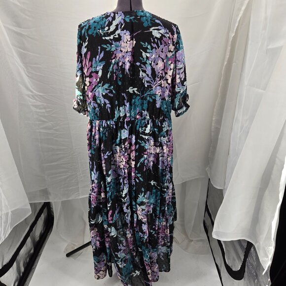 630-24 Torrid Maxi Swiss Dot Floral front tie Kimono Duster Size 2 (16/18) - Picture 6 of 12